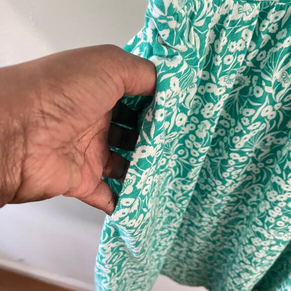 Boden Womens Back Cutout Cottagecore Dress 20L Green White Floral Melon Sleeves - Picture 4 of 10